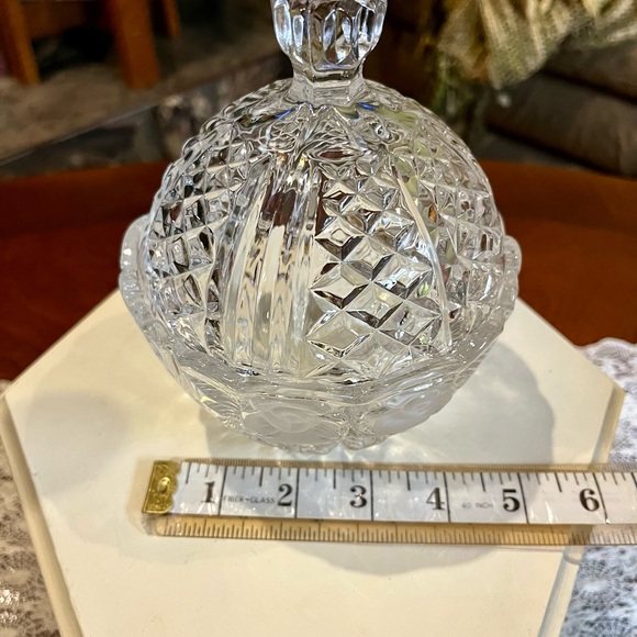 Vintage Lidded Crystal Dish with Frosted Rose Pattern West Germany Lead Crystal - Picture 12 of 12